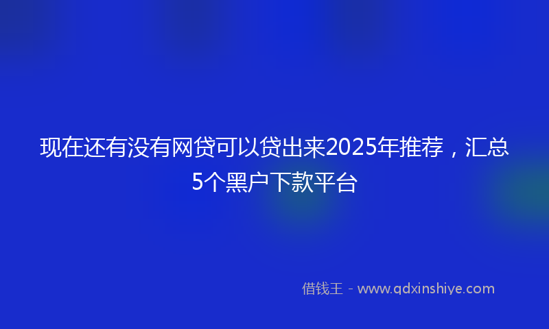 现在还有没有网贷可以贷出来2025年推荐,汇总5个黑户下款平台