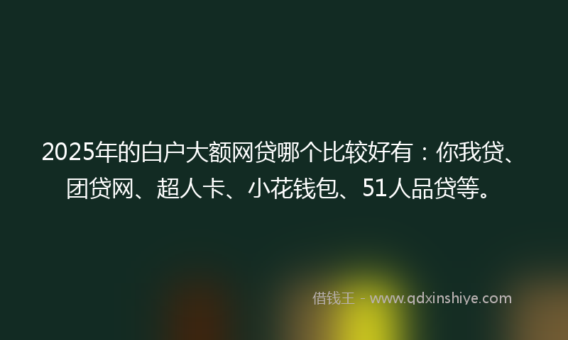 2025年的白户大额网贷哪个比较好有：你我贷、团贷网、超人卡、小花钱包、51人品贷等。