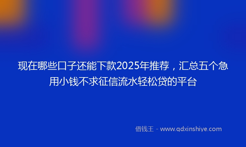 现在哪些口子还能下款2025年推荐，汇总五个急用小钱不求征信流水轻松贷的平台