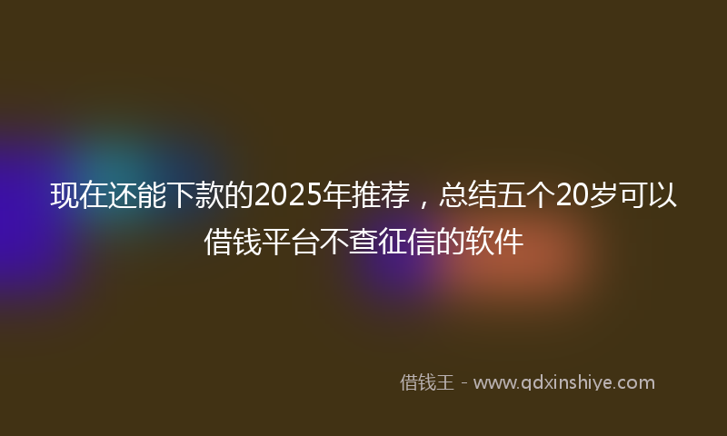 现在还能下款的2025年推荐，总结五个20岁可以借钱平台不查征信的软件