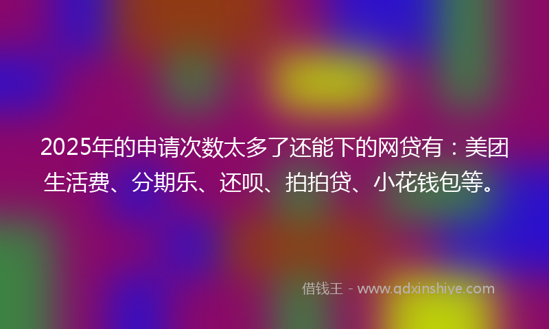 2025年的申请次数太多了还能下的网贷有：美团生活费、分期乐、还呗、拍拍贷、小花钱包等。