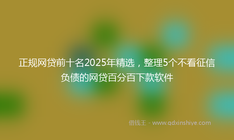 正规网贷前十名2025年精选，整理5个不看征信负债的网贷百分百下款软件
