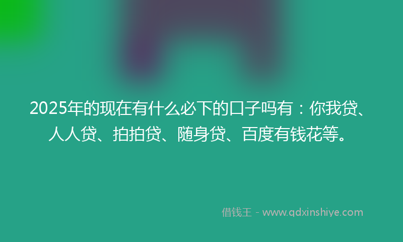 2025年的现在有什么必下的口子吗有：你我贷、人人贷、拍拍贷、随身贷、百度有钱花等。