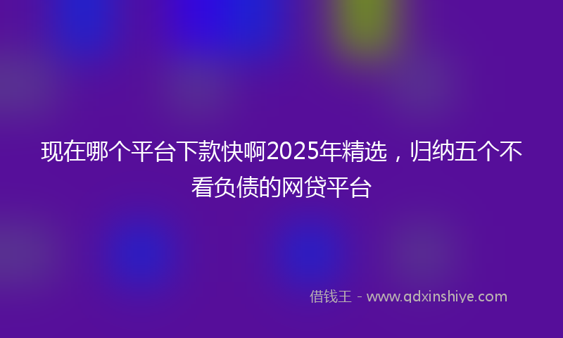 现在哪个平台下款快啊2025年精选，归纳五个不看负债的网贷平台