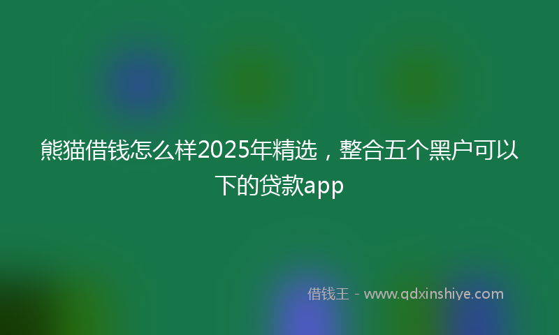 熊猫借钱怎么样2025年精选，整合五个黑户可以下的贷款app