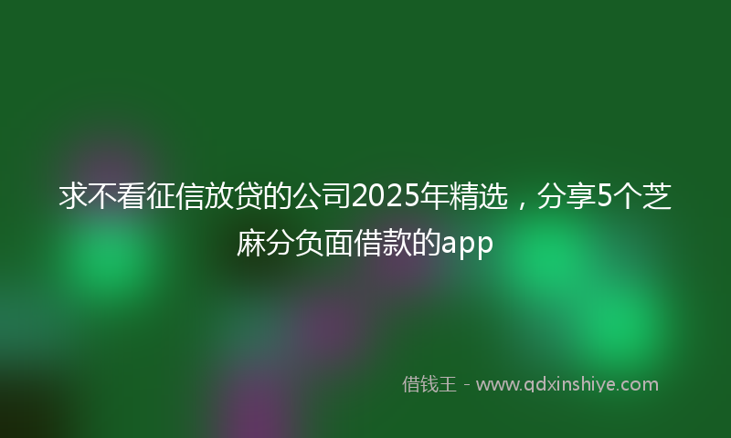 求不看征信放贷的公司2025年精选，分享5个芝麻分负面借款的app