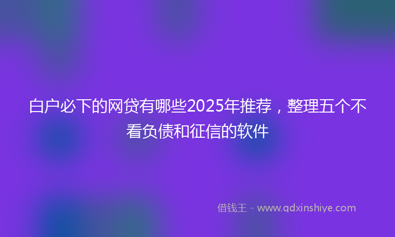 白户必下的网贷有哪些2025年推荐，整理五个不看负债和征信的软件