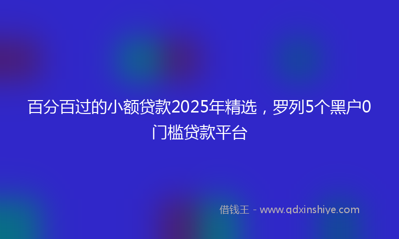 百分百过的小额贷款2025年精选，罗列5个黑户0门槛贷款平台