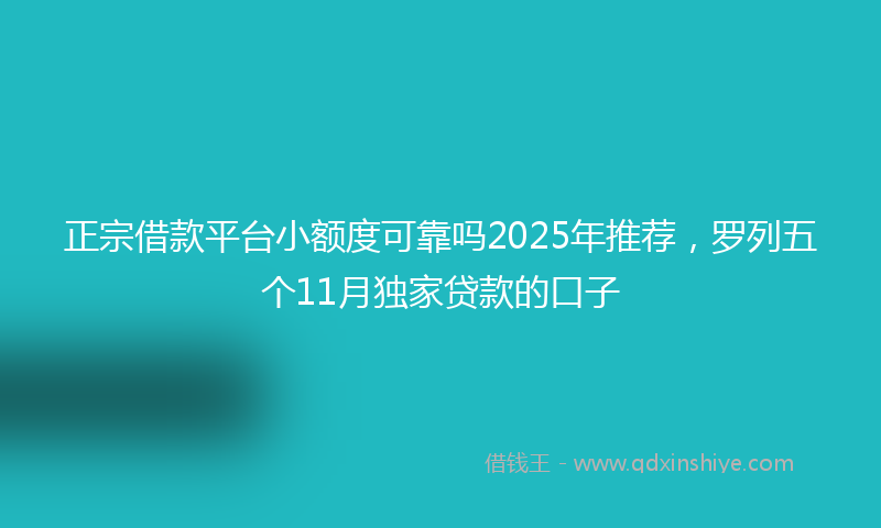 正宗借款平台小额度可靠吗2025年推荐，罗列五个11月独家贷款的口子