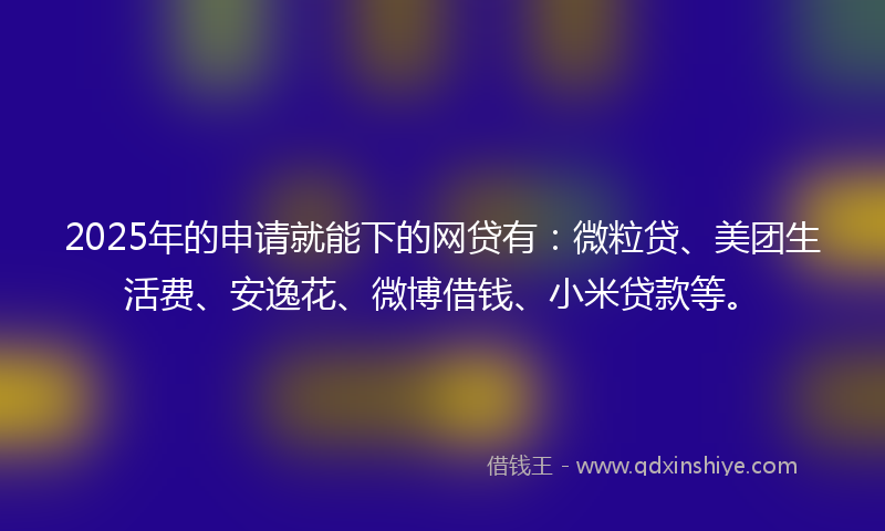 2025年的申请就能下的网贷有：微粒贷、美团生活费、安逸花、微博借钱、小米贷款等。