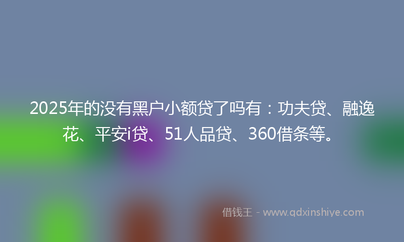 2025年的没有黑户小额贷了吗有：功夫贷、融逸花、平安i贷、51人品贷、360借条等。