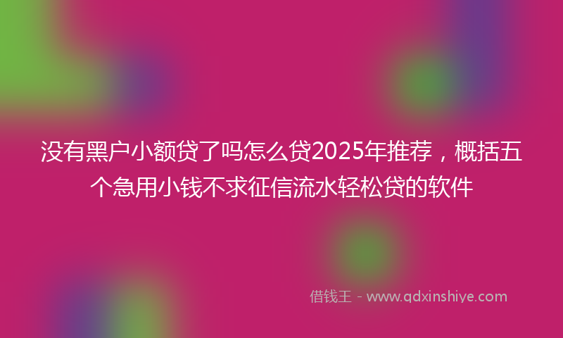没有黑户小额贷了吗怎么贷2025年推荐，概括五个急用小钱不求征信流水轻松贷的软件