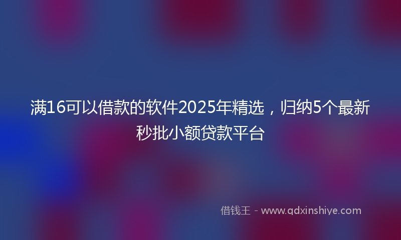 满16可以借款的软件2025年精选，归纳5个最新秒批小额贷款平台
