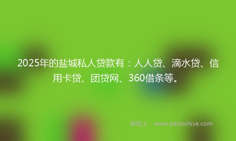 2025年的盐城私人贷款有：人人贷、滴水贷、信用卡贷、团贷网、360借条等。