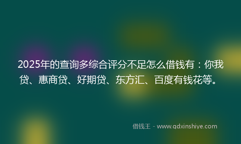2025年的查询多综合评分不足怎么借钱有：你我贷、惠商贷、好期贷、东方汇、百度有钱花等。