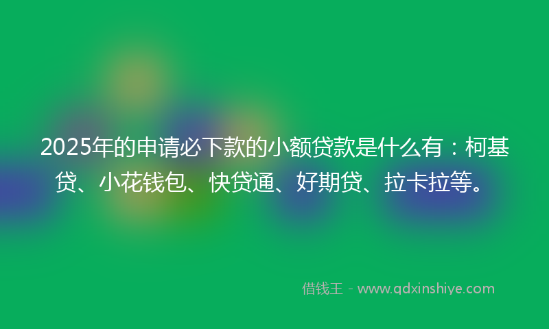 2025年的申请必下款的小额贷款是什么有：柯基贷、小花钱包、快贷通、好期贷、拉卡拉等。