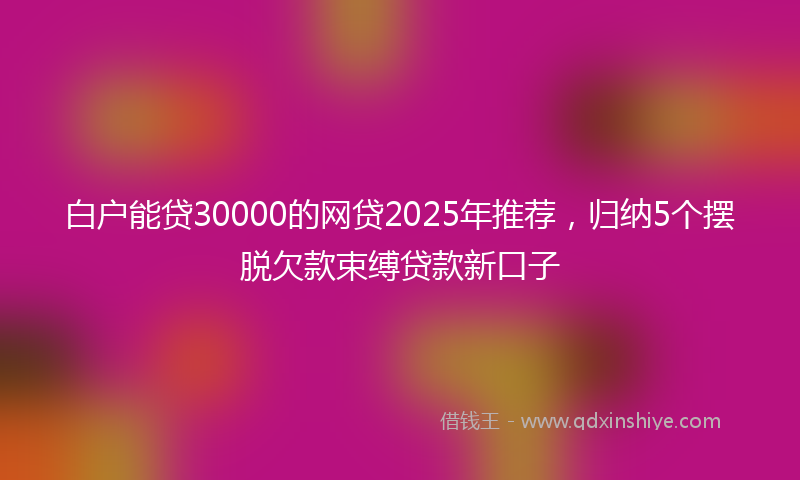 白户能贷30000的网贷2025年推荐,归纳5个摆脱欠款束缚贷款新口子