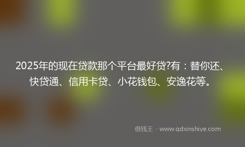 2025年的现在贷款那个平台最好贷?有：替你还、快贷通、信用卡贷、小花钱包、安逸花等。