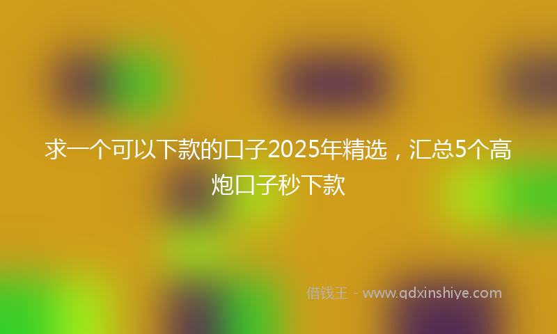 求一个可以下款的口子2025年精选，汇总5个高炮口子秒下款