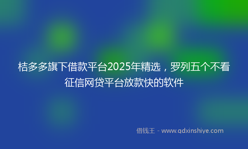 桔多多旗下借款平台2025年精选，罗列五个不看征信网贷平台放款快的软件