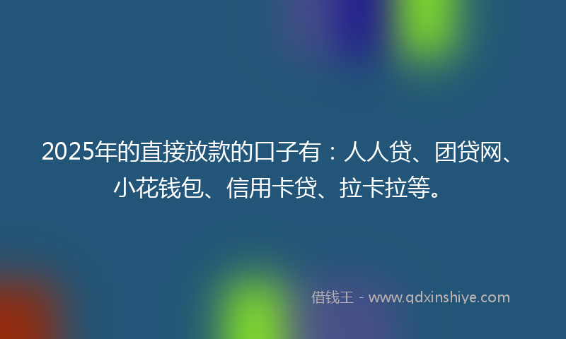 2025年的直接放款的口子有：人人贷、团贷网、小花钱包、信用卡贷、拉卡拉等。