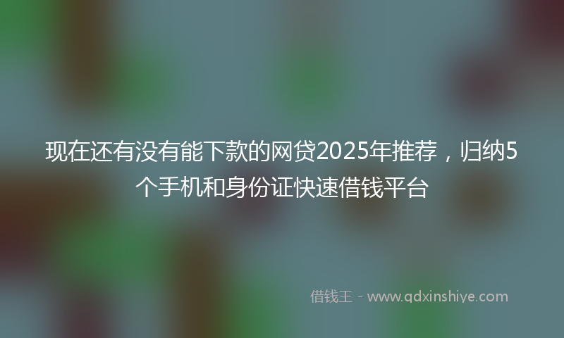 现在还有没有能下款的网贷2025年推荐，归纳5个手机和身份证快速借钱平台