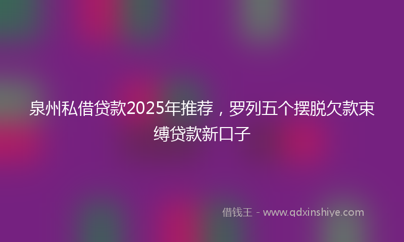 泉州私借贷款2025年推荐，罗列五个摆脱欠款束缚贷款新口子