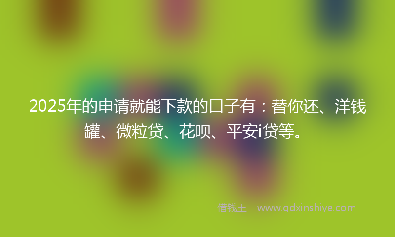 2025年的申请就能下款的口子有：替你还、洋钱罐、微粒贷、花呗、平安i贷等。