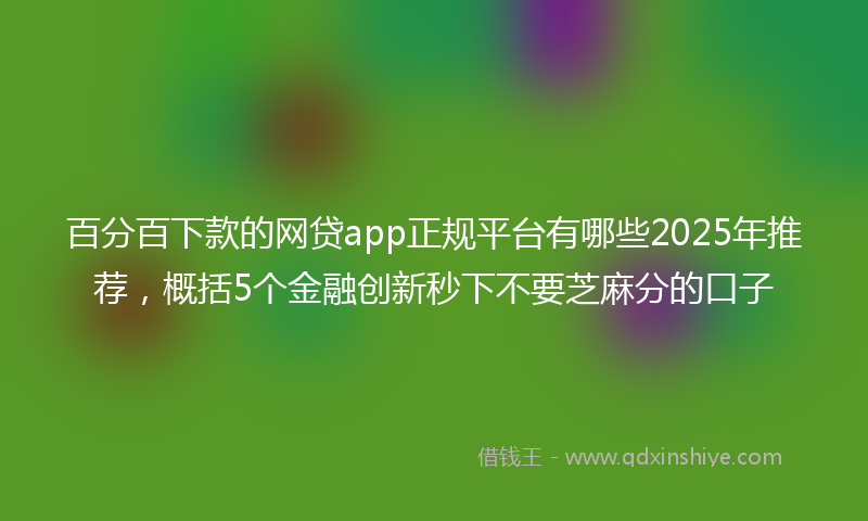 百分百下款的网贷app正规平台有哪些2025年推荐，概括5个金融创新秒下不要芝麻分的口子