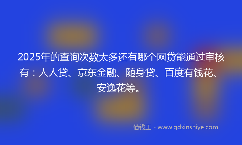 2025年的查询次数太多还有哪个网贷能通过审核有:人人贷、京东金融、随身贷、百度有钱花、安逸花等。