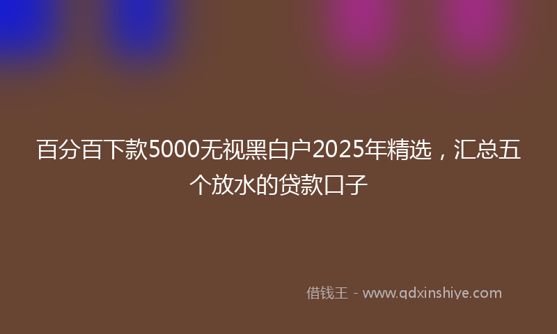 百分百下款5000无视黑白户2025年精选，汇总五个放水的贷款口子