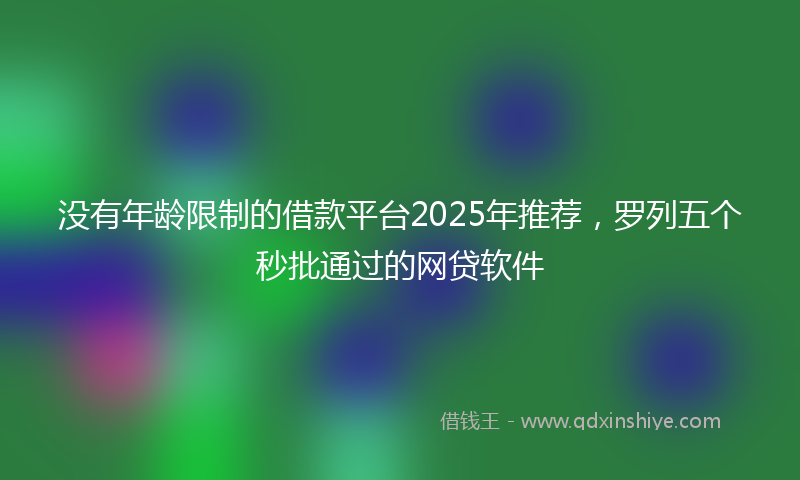 没有年龄限制的借款平台2025年推荐，罗列五个秒批通过的网贷软件
