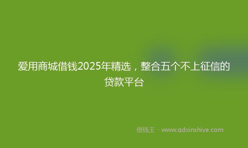 爱用商城借钱2025年精选，整合五个不上征信的贷款平台