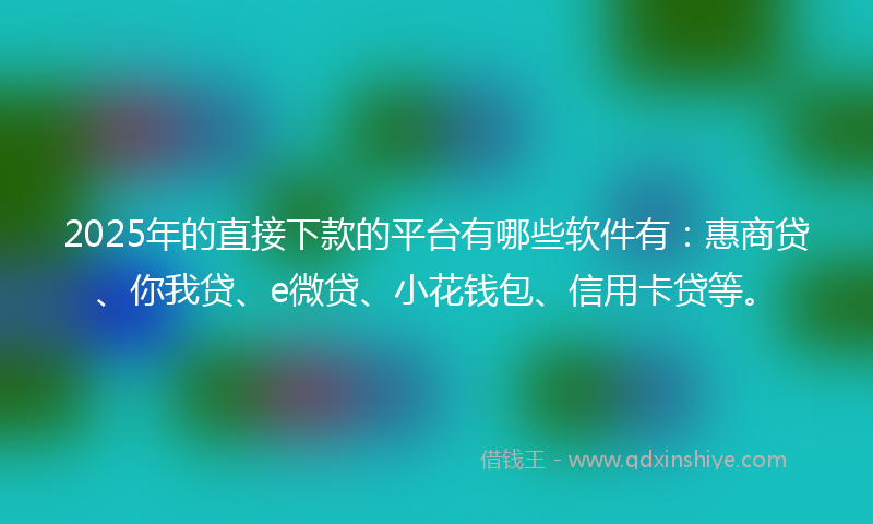 2025年的直接下款的平台有哪些软件有：惠商贷、你我贷、e微贷、小花钱包、信用卡贷等。