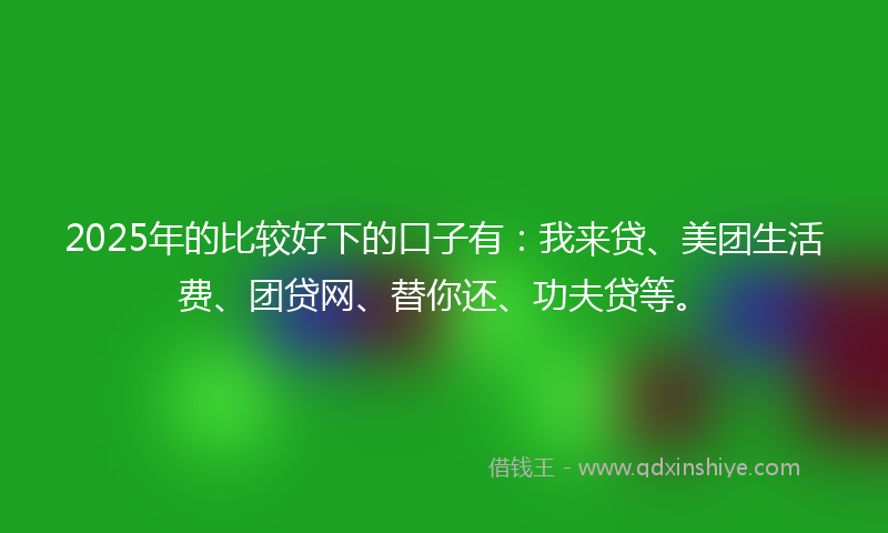 2025年的比较好下的口子有：我来贷、美团生活费、团贷网、替你还、功夫贷等。