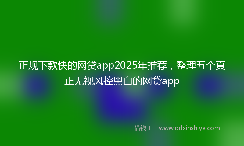正规下款快的网贷app2025年推荐，整理五个真正无视风控黑白的网贷app