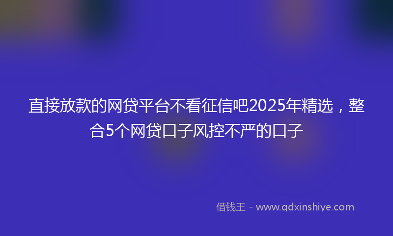 直接放款的网贷平台不看征信吧2025年精选，整合5个网贷口子风控不严的口子