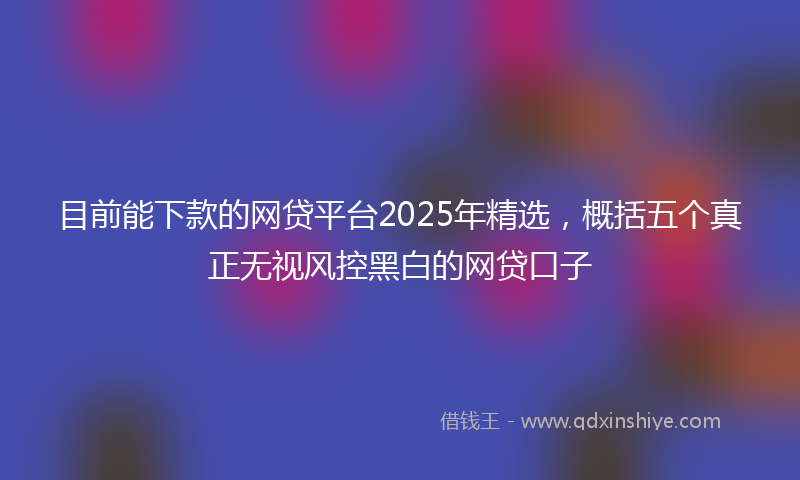 目前能下款的网贷平台2025年精选，概括五个真正无视风控黑白的网贷口子