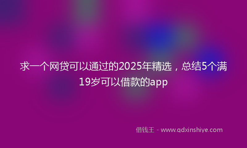 求一个网贷可以通过的2025年精选，总结5个满19岁可以借款的app