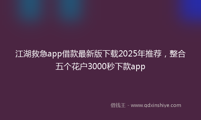 江湖救急app借款最新版下载2025年推荐，整合五个花户3000秒下款app