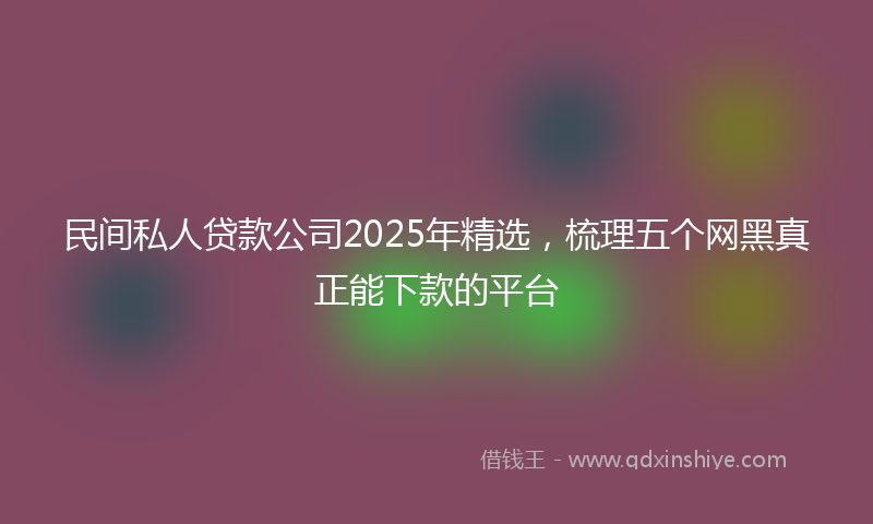 民间私人贷款公司2025年精选，梳理五个网黑真正能下款的平台