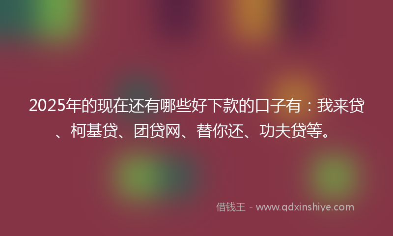 2025年的现在还有哪些好下款的口子有：我来贷、柯基贷、团贷网、替你还、功夫贷等。