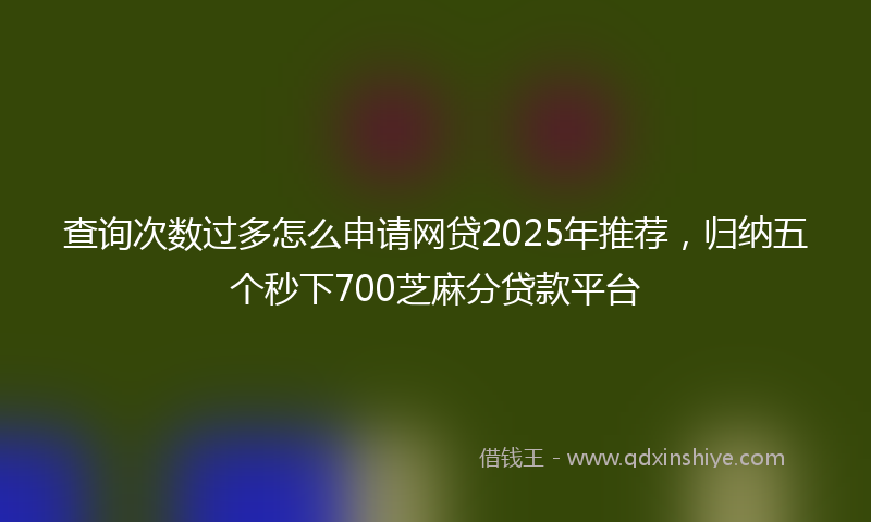 查询次数过多怎么申请网贷2025年推荐，归纳五个秒下700芝麻分贷款平台
