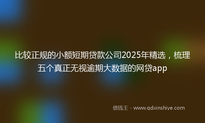 比较正规的小额短期贷款公司2025年精选，梳理五个真正无视逾期大数据的网贷app