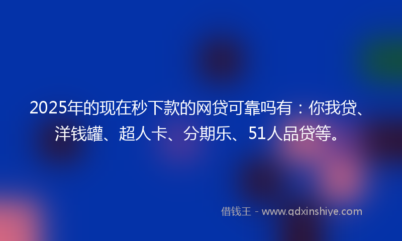 2025年的现在秒下款的网贷可靠吗有：你我贷、洋钱罐、超人卡、分期乐、51人品贷等。