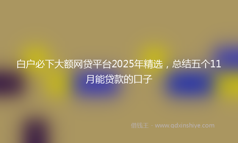 白户必下大额网贷平台2025年精选，总结五个11月能贷款的口子