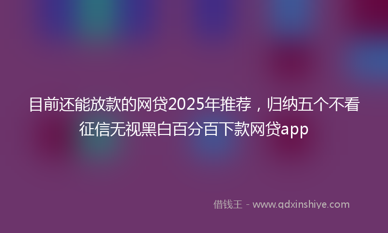 目前还能放款的网贷2025年推荐，归纳五个不看征信无视黑白百分百下款网贷app