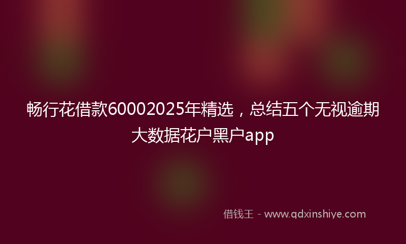 畅行花借款60002025年精选，总结五个无视逾期大数据花户黑户app