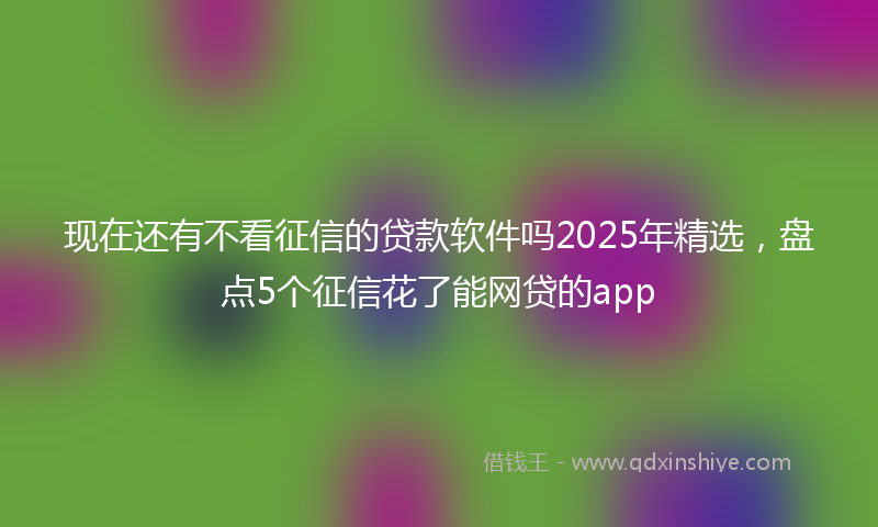 现在还有不看征信的贷款软件吗2025年精选，盘点5个征信花了能网贷的app