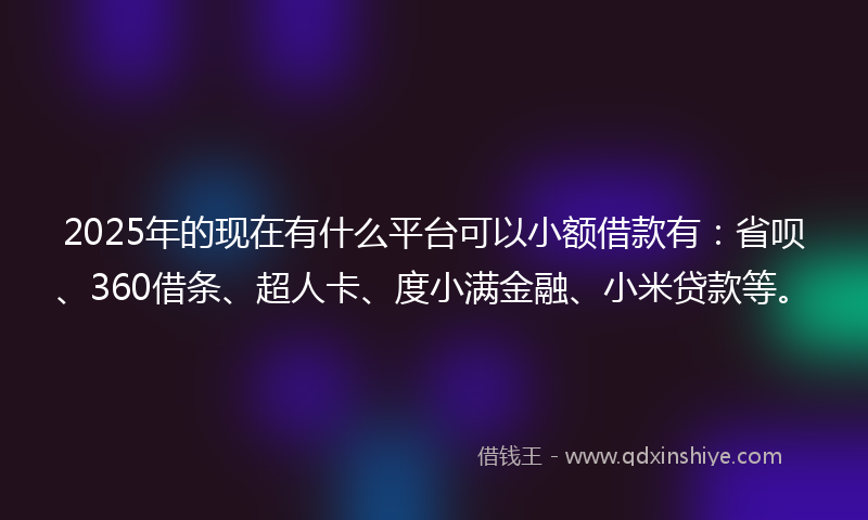 2025年的现在有什么平台可以小额借款有：省呗、360借条、超人卡、度小满金融、小米贷款等。